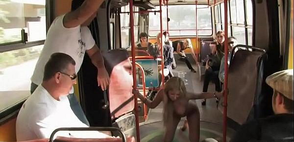  Petite blonde is fucked in public bus
